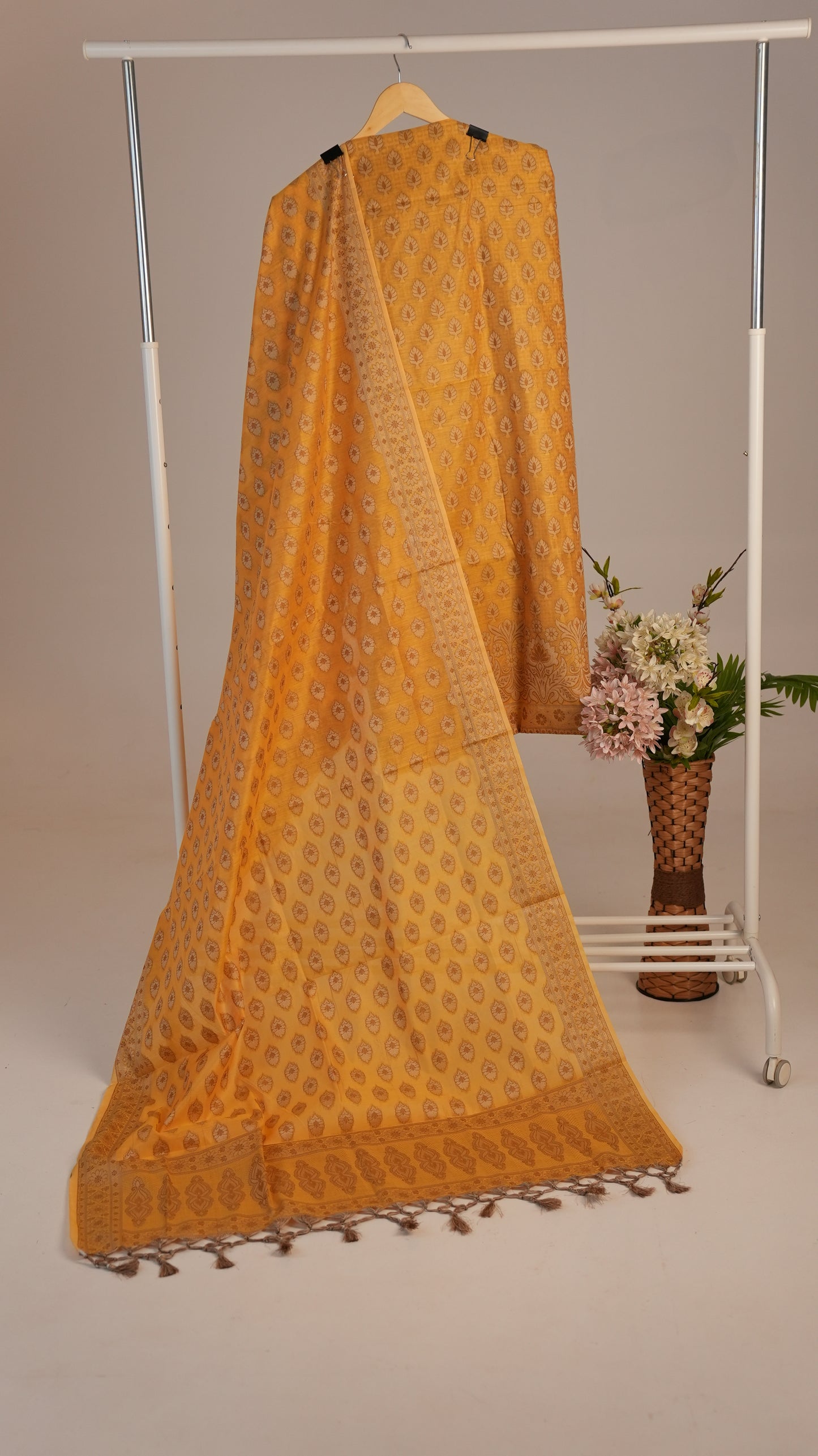 Golden Mustard Banarasi Silk Suit Set – Regal Elegance