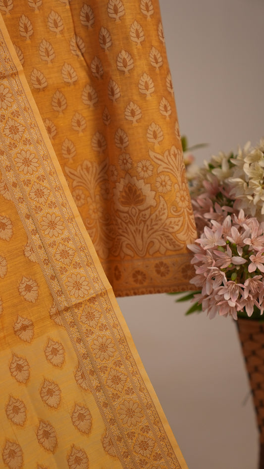Golden Mustard Banarasi Silk Suit Set – Regal Elegance